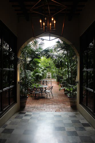 Outdoor patio furniture demonstrating UV-resistant materials