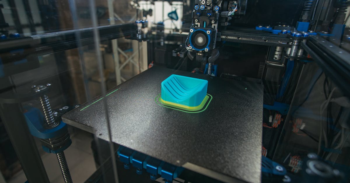 3D printed replacement parts organized on shelves with QR codes linking to digital files